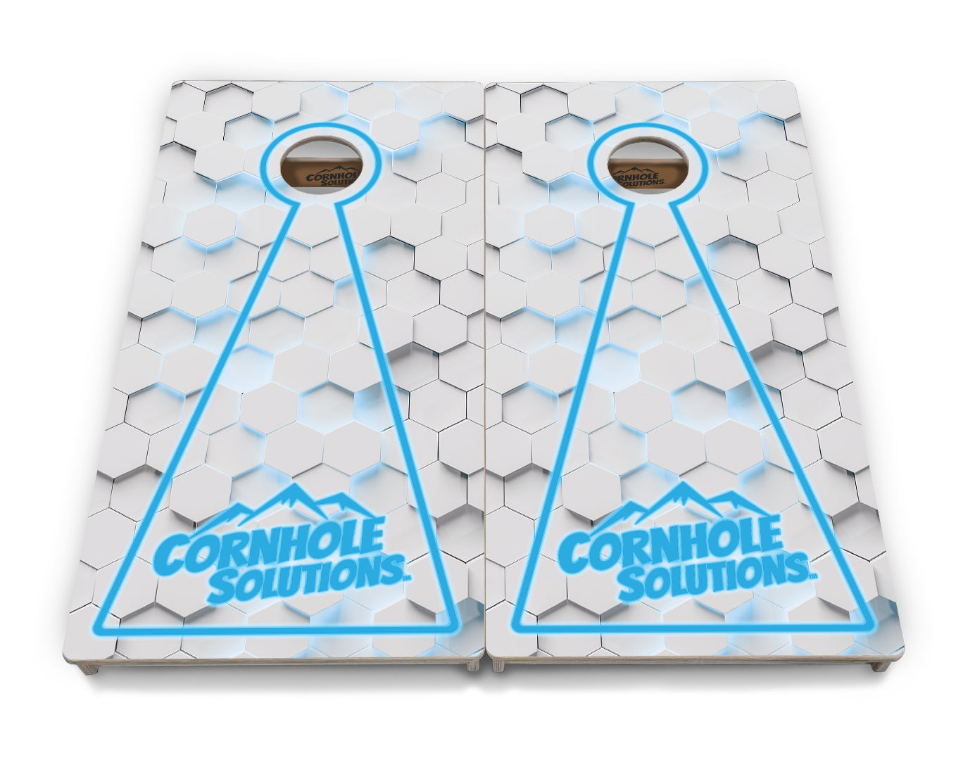 Glow Hole White Background Cornhole Boards - Professional Tournament Series