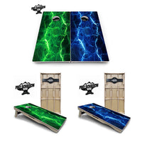 Blue & Green Lightning Cornhole Boards - Pro Solution Elite Series
