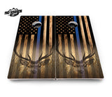 Blue & Red Line Deer & Fish Flag Cornhole Boards - Pro Solution Lite Series
