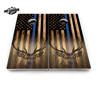 Blue & Red Line Deer & Fish Flag Cornhole Boards - Pro Solution Lite Series