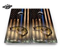 Blue & Red Line Deer & Fish Flag Cornhole Boards - Pro Solution Lite Series