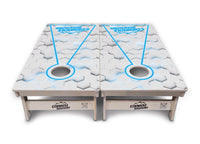Glow Hole White Background Cornhole Boards - Professional Tournament Series