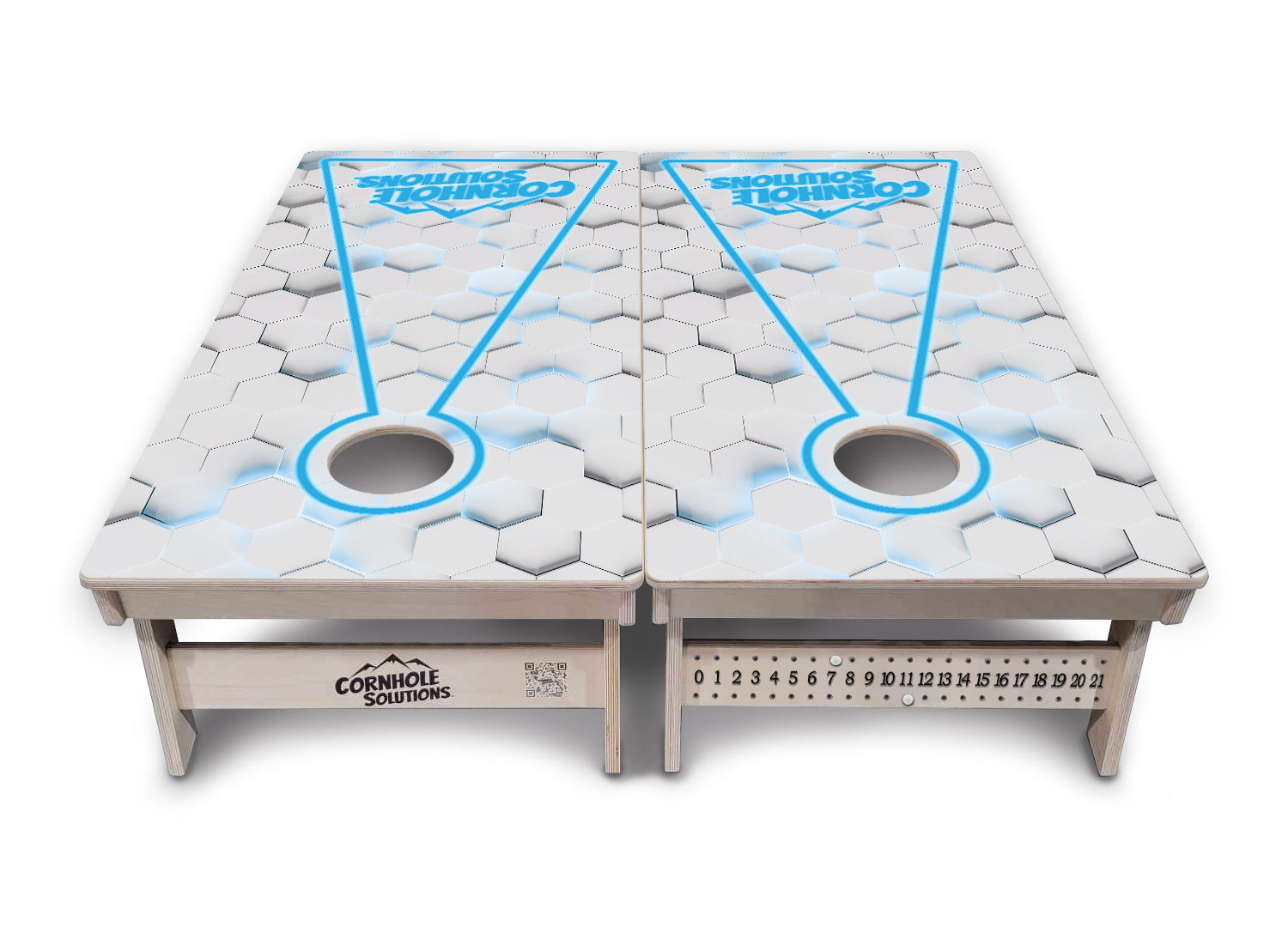 Glow Hole White Background Cornhole Boards - Professional Tournament Series