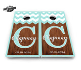 Mint Chevron Cornhole Boards - Pro Solution Lite Series