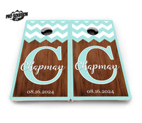 Mint Chevron Cornhole Boards - Pro Solution Lite Series