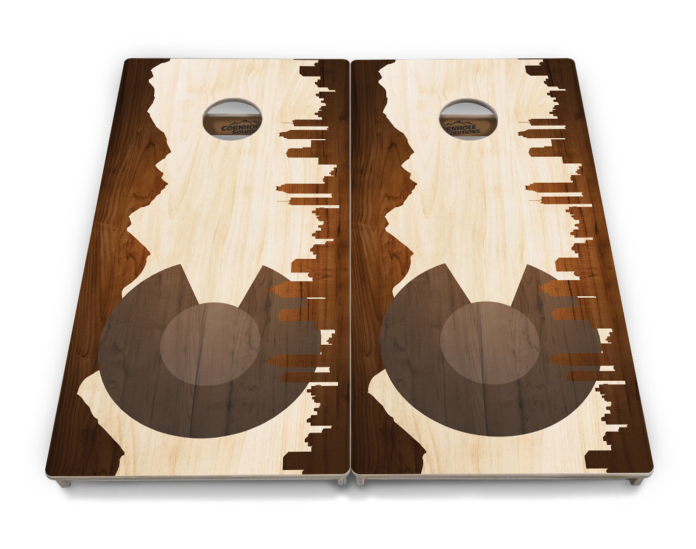 Colorado Natural Wood Skyline Cornhole Boards - Professional Tournament Series