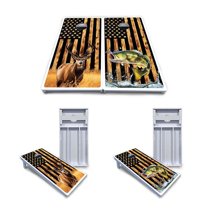 Colorful Deer & Fish Cornhole Boards - All Weather Series