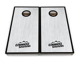 Red/Black Hole Ring Grey Wash Cornhole Boards - Professional Tournament Series