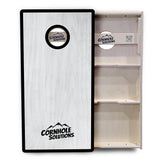 Red/Black Hole Ring Grey Wash Cornhole Boards - Professional Tournament Series