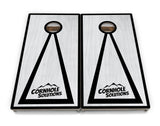 Red/Black Hole Ring Grey Wash Cornhole Boards - Professional Tournament Series