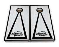 Red/Black Hole Ring Grey Wash Cornhole Boards - Professional Tournament Series