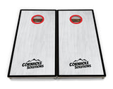 Red/Black Hole Ring Grey Wash Cornhole Boards - Professional Tournament Series