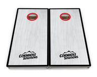 Red/Black Hole Ring Grey Wash Cornhole Boards - Professional Tournament Series
