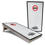 Red/Black Hole Ring Grey Wash Cornhole Boards - Professional Tournament Series
