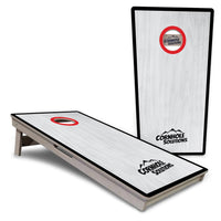 Red/Black Hole Ring Grey Wash Cornhole Boards - Professional Tournament Series