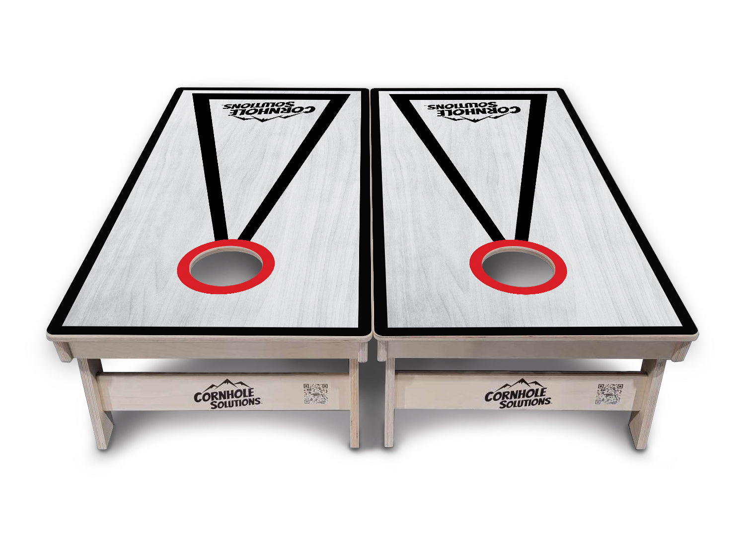 Red/Black Hole Ring Grey Wash Cornhole Boards - Professional Tournament Series