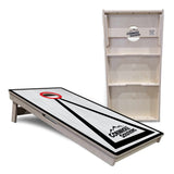 Red/Black Hole Ring Grey Wash Cornhole Boards - Professional Tournament Series