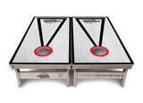 Red/Black Hole Ring Grey Wash Cornhole Boards - Professional Tournament Series