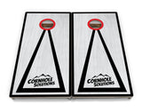 Red/Black Hole Ring Grey Wash Cornhole Boards - Professional Tournament Series