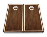 Dark Wood Natural Border Cornhole Boards - Professional Tournament Series