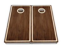 Dark Wood Natural Border Cornhole Boards - Professional Tournament Series