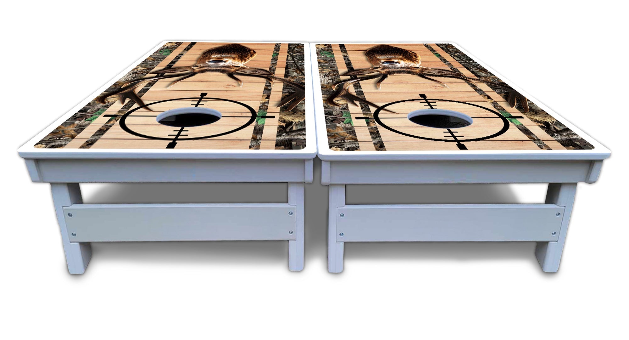 Scope Deer & Fish Plank Cornhole Boards - All Weather Series