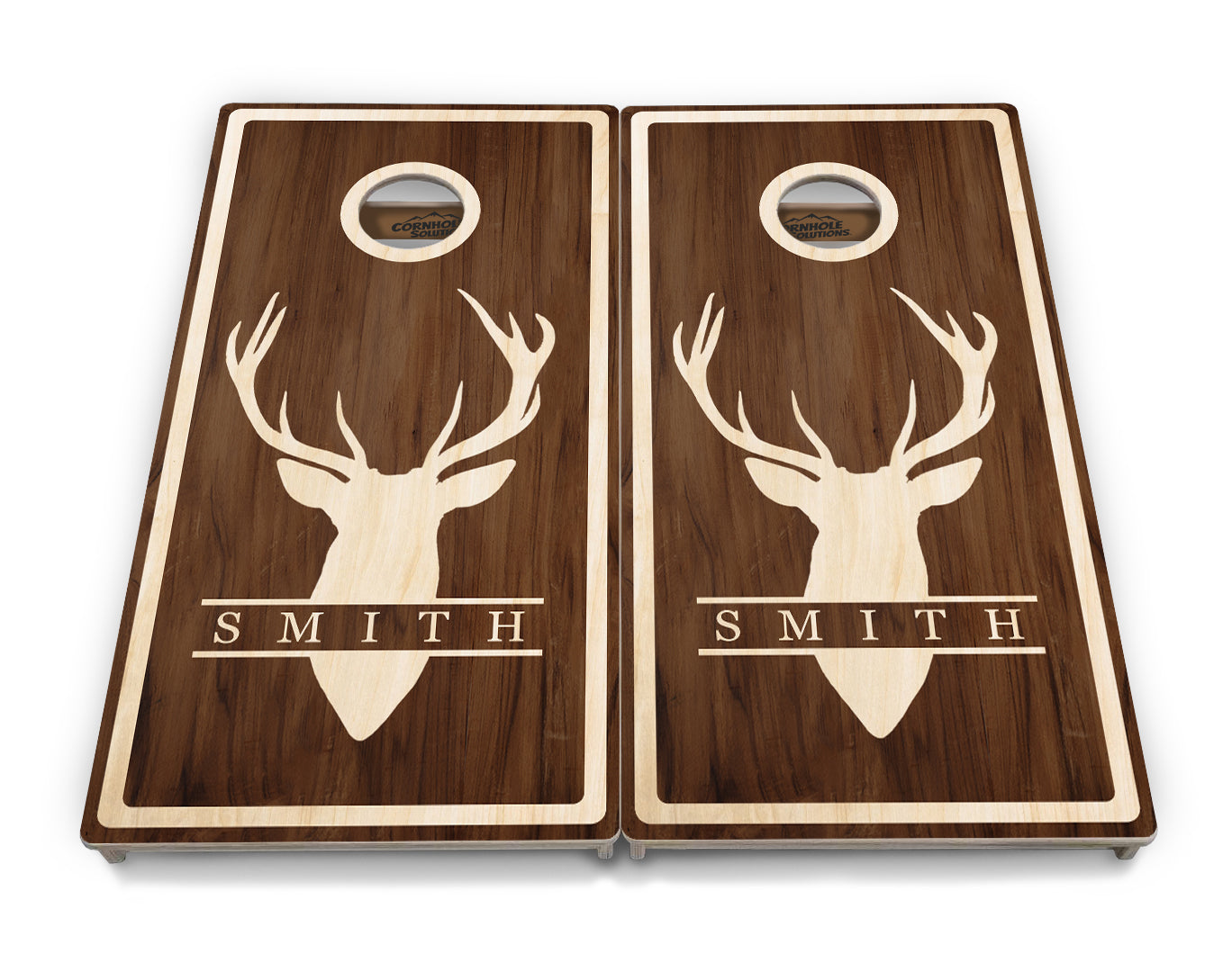 Deer Head Name Cornhole Boards - Professional Tournament Series - Personalized