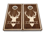 Deer Head Name Cornhole Boards - Professional Tournament Series - Personalized