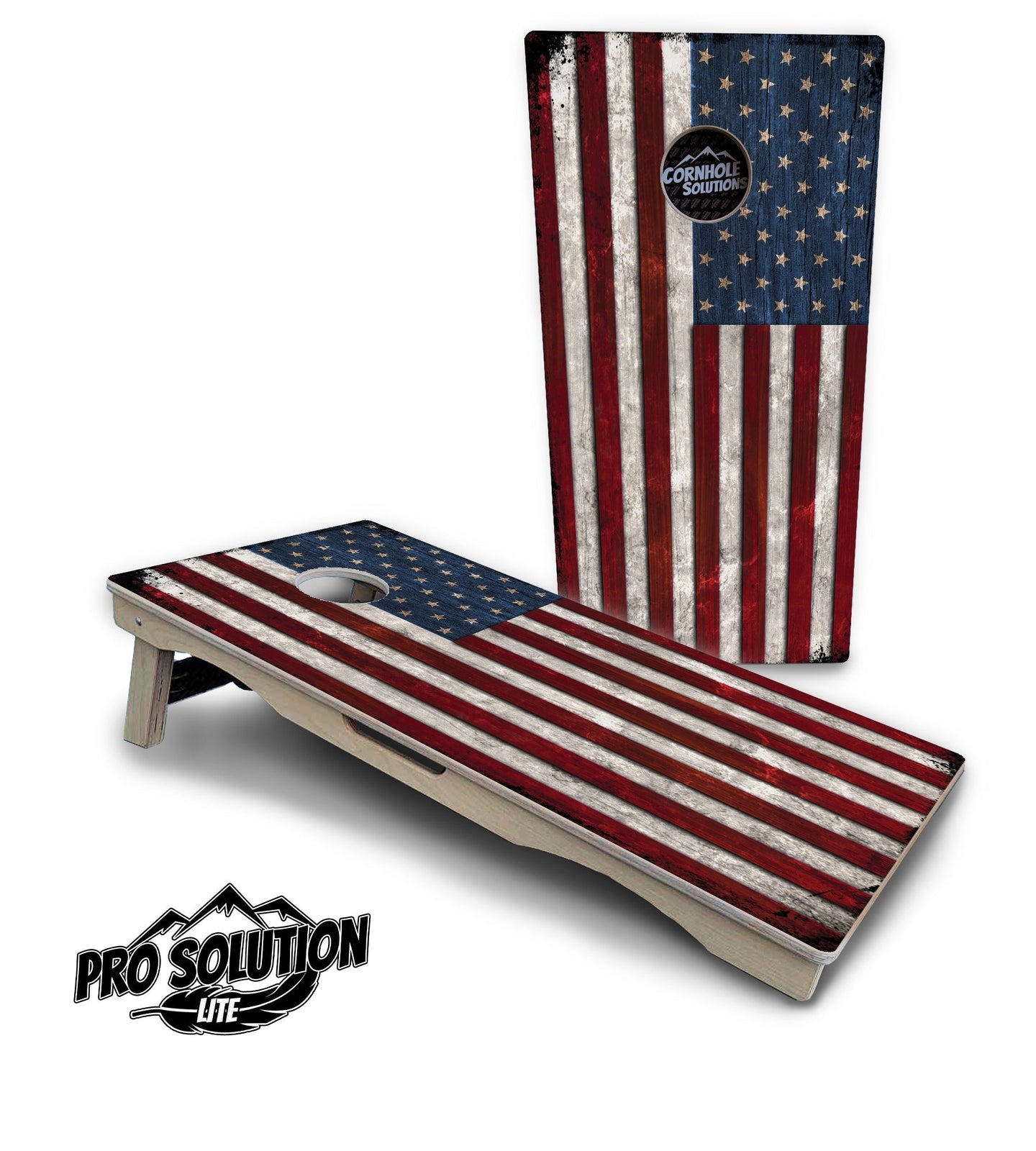 Rustic USA Flag Cornhole Boards - Pro Solution Elite Series