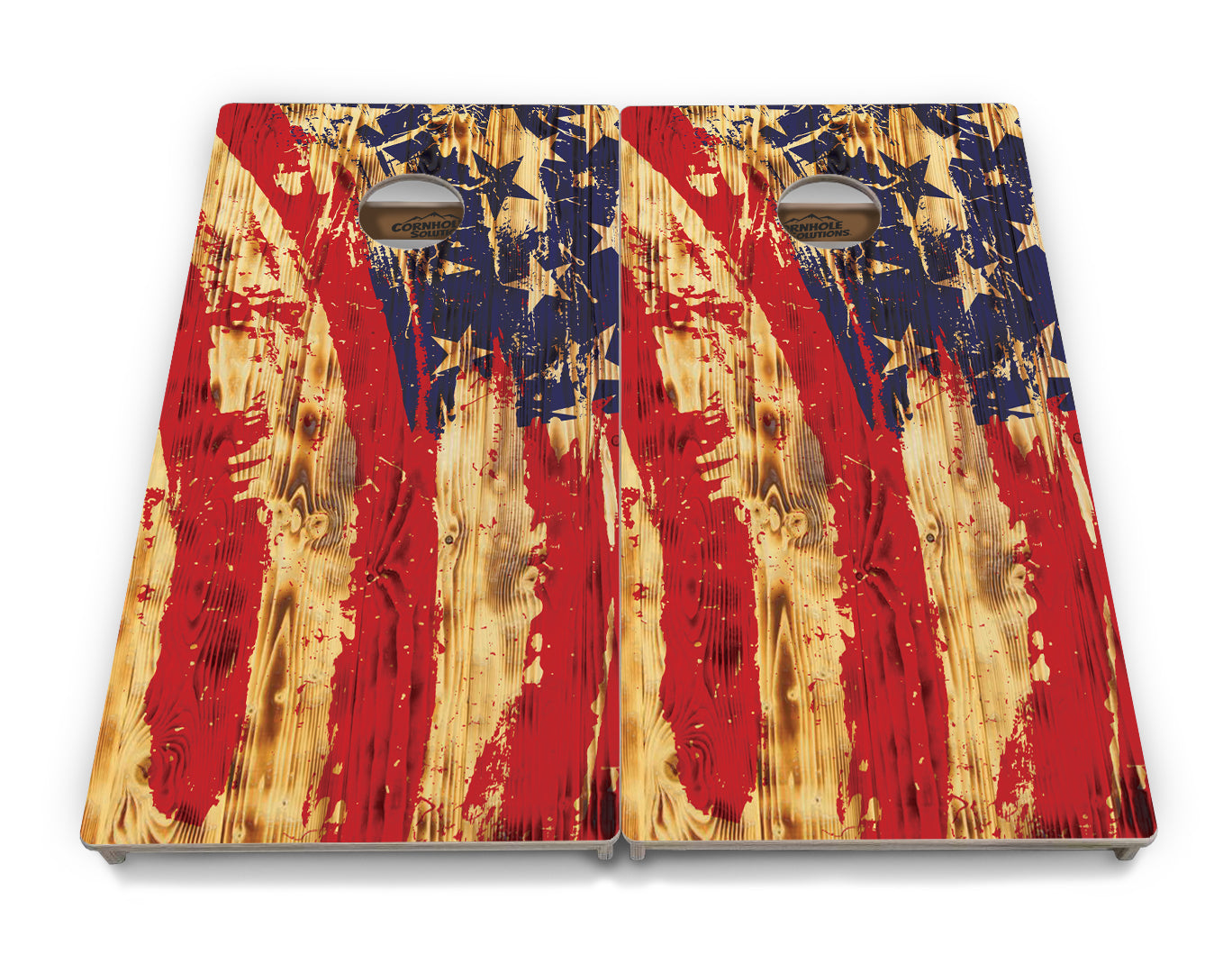 Faded Brush Burnt Flag Cornhole Boards - Professional Tournament Series