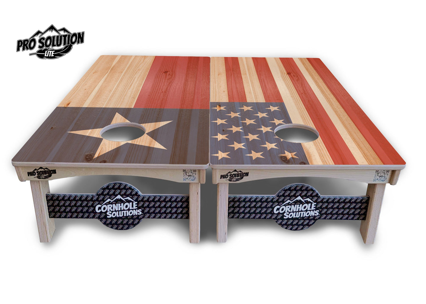 Faded USA/TX Flag Cornhole Boards - Pro Solution Lite Series