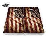 Rustic Wavy Flag Cornhole Boards - Pro Solution Lite Series