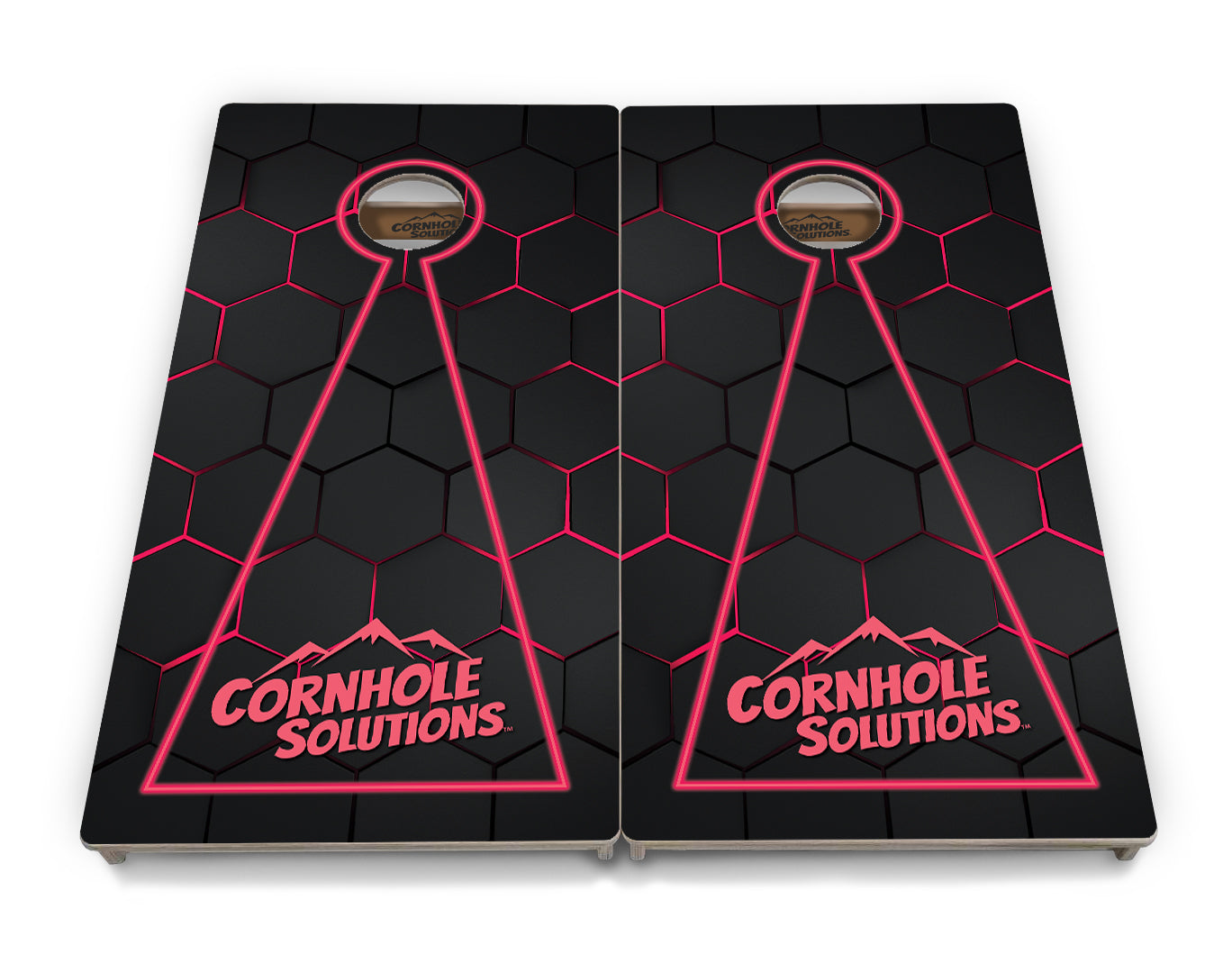 Glow Hole Black Backgound Cornhole Boards - Professional Tournament Series