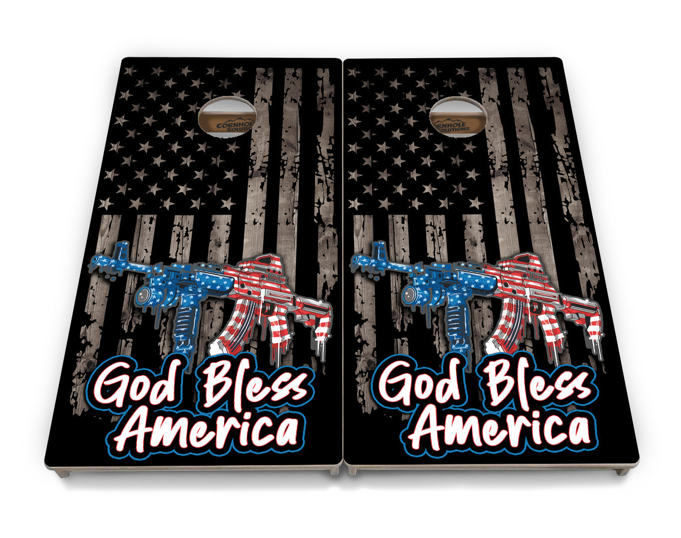 God Bless America Flag Cornhole Boards - Professional Tournament Series