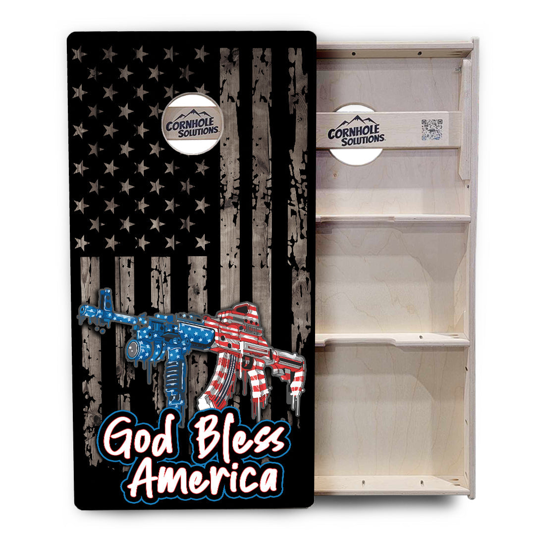 God Bless America Flag Cornhole Boards - Professional Tournament Series