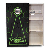 Glow Hole Black Backgound Cornhole Boards - Professional Tournament Series