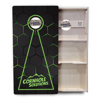 Glow Hole Black Backgound Cornhole Boards - Professional Tournament Series