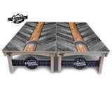 Grey Herringbone Cornhole Boards - Pro Solution Lite Series