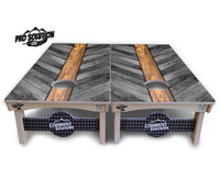 Grey Herringbone Cornhole Boards - Pro Solution Lite Series