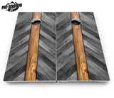 Grey Herringbone Cornhole Boards - Pro Solution Lite Series