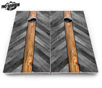 Grey Herringbone Cornhole Boards - Pro Solution Lite Series