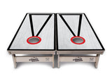 Red/Black Hole Ring Grey Wash Cornhole Boards - Professional Tournament Series