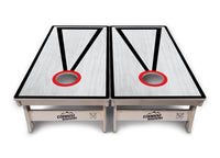 Red/Black Hole Ring Grey Wash Cornhole Boards - Professional Tournament Series