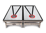 Red/Black Hole Ring Grey Wash Cornhole Boards - Professional Tournament Series
