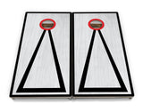 Red/Black Hole Ring Grey Wash Cornhole Boards - Professional Tournament Series