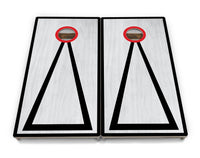 Red/Black Hole Ring Grey Wash Cornhole Boards - Professional Tournament Series