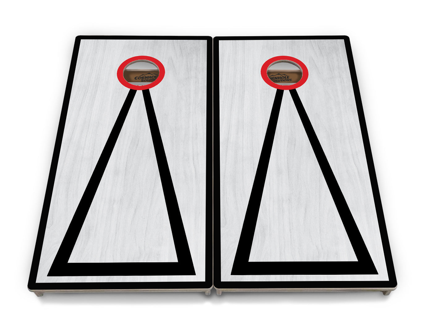 Red/Black Hole Ring Grey Wash Cornhole Boards - Professional Tournament Series
