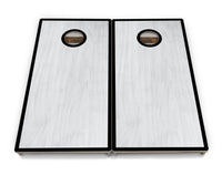 Red/Black Hole Ring Grey Wash Cornhole Boards - Professional Tournament Series
