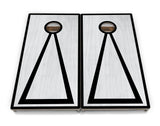 Red/Black Hole Ring Grey Wash Cornhole Boards - Professional Tournament Series