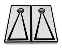 Red/Black Hole Ring Grey Wash Cornhole Boards - Professional Tournament Series